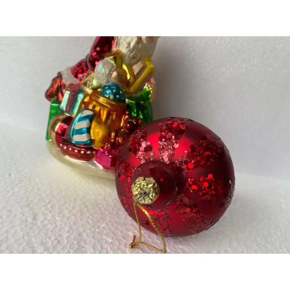 Christopher RADKO Santa Christmas Tree Hand Blown Glass Finial Spindal Ornament